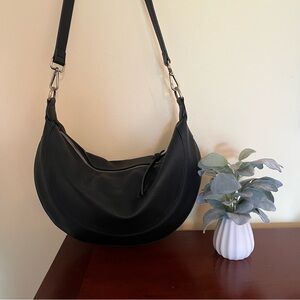 Anthropologie Urban Originals Black Vegan Leather Hobo Bag